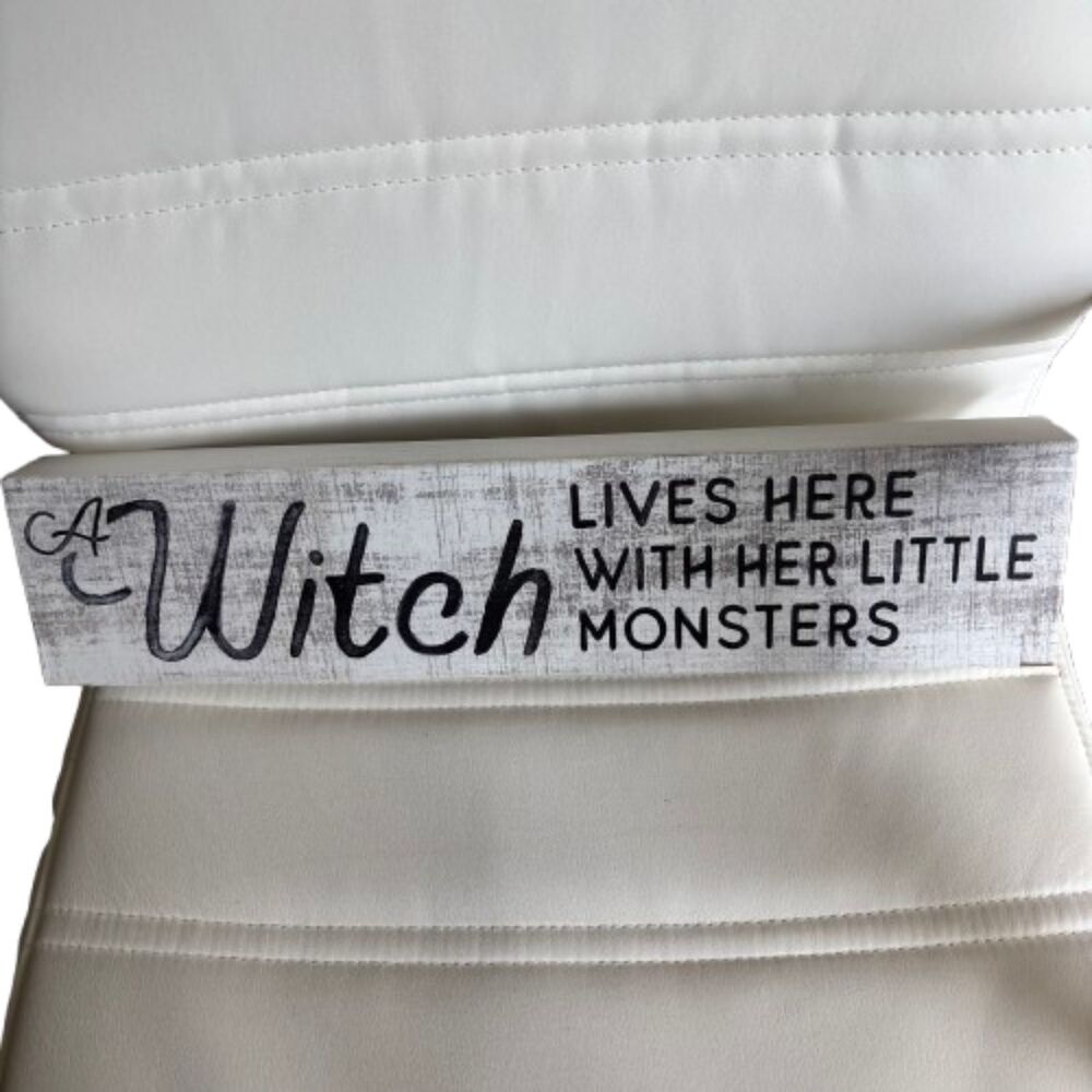 Quill to Paper Wooden Witch Halloween Sign Hand Crafted USA 18" x 4" x 1.5"